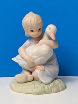 Girl Goose Lefton 03850 Figurine Porcelain VTG 1982 - $6.85