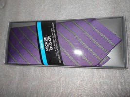 New Mens Tie Purple Gray Stripes 51 length  in Wide Polyester Italian Style - £7.77 GBP