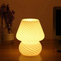 Mushroom Lamp,Glass Table Bedside Lamps Translucent Murano Vintage Style Striped - £61.32 GBP