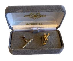 Tie Tack Lapel Pin Vintage Mens Tennis Player Jewelry Gold Toned from th... - £9.65 GBP