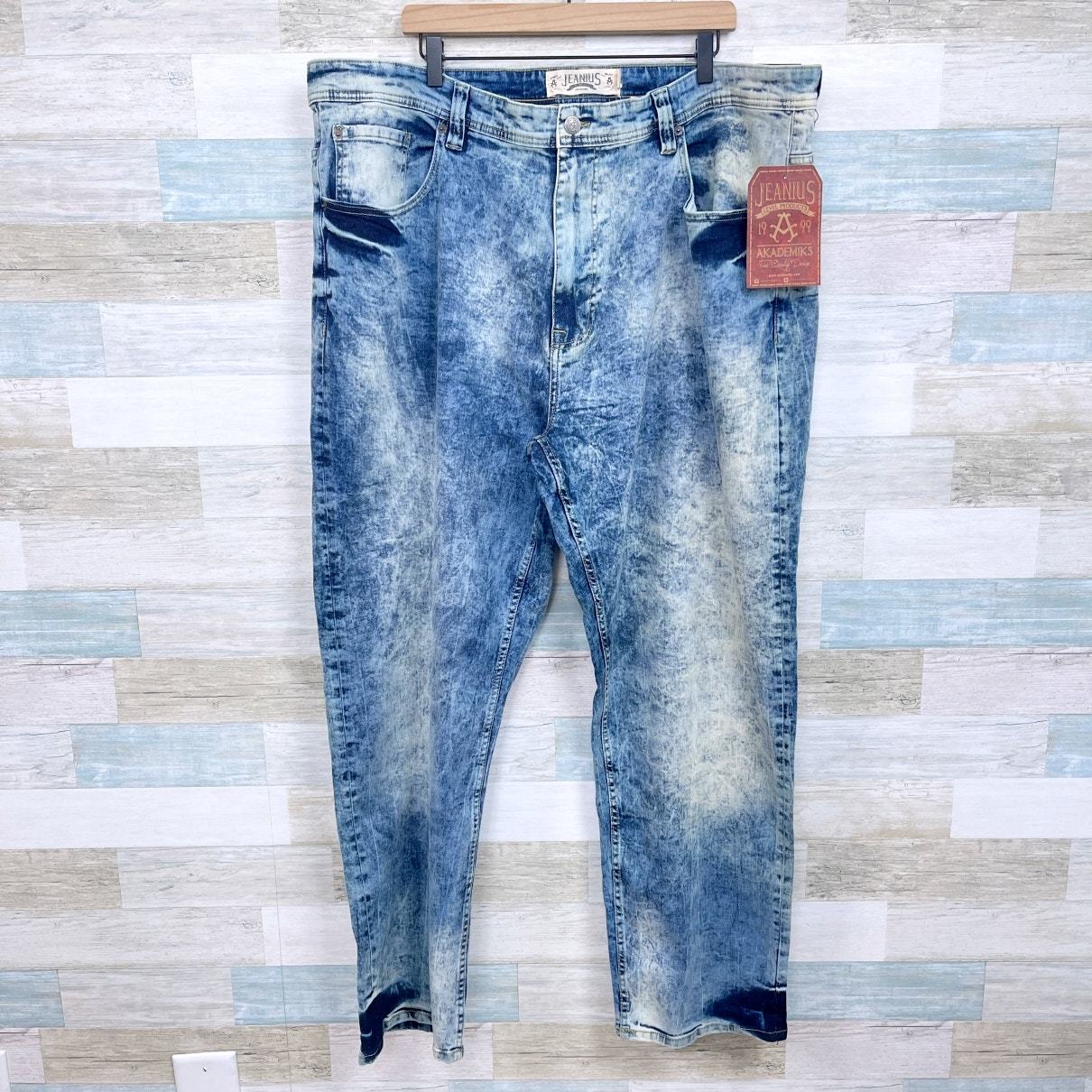 Akademiks Aquarius Straight Leg Jeans Light Vintage Acid Wash Denim Mens... - £37.13 GBP