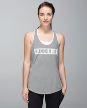 Lululemon Womens 2 Gray Silver Runner Up Racerback Tank Top Yoga Gym Active - £18.68 GBP