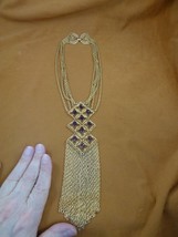 (vn-14) vintage Art Deco geometric gold tone chain necklace costume jewe... - £55.54 GBP