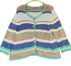 J.Jill Multicolor Sweater Crochet Button Up Prairie Boho Chunky Cardigan... - £19.53 GBP