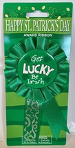 St Patrick&#39;s Day GET LUCKY BE IRISH Rosette Award Badge NEW ~ Leprechaun... - $4.17