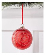 Holiday Lane Ruby Red Holiday Oversized Red Flocked Floral Ball Ornament - £10.27 GBP
