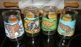 4 World Wildlife Fund Endangered Species Collection Welch&#39;s Jelly Jars Glasses  - £27.45 GBP
