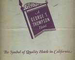 Eureka Inn Menu Humboldt County California  George T Thompson Hotel 1960&#39;s - $84.06
