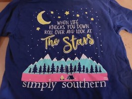 Simply Southern Long Sleeve Blue Small Roll Over See The Stars - £10.46 GBP