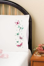 Tobin Stamped For Embroidery Pillowcase Pair 20&quot;X30&quot; Beautiful Butterflies - £15.51 GBP