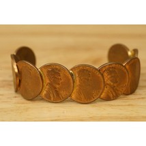 Vintage Hand Crafted Estate Jewelry Copper &amp; Brass Cuff Bracelet Penny F... - £15.56 GBP
