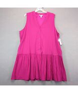 NWT Nine West Pink Drop Waist Sleeveless Dress Sz XXL Pleated Skirt Butt... - $365.04 MXN