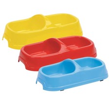 MPP Lightweight Bright Divided Double Dish Dog Feeding Bowls Colors Vary... - $14.15+