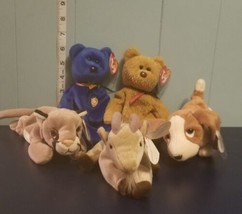 Beanie Babies Lot Of 5 Curly,Clubby Offical Club 1998, Goatee,Tracker,Ca... - £6.97 GBP