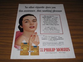 1954 Print Ad Phillip Morris Cigarettes Elegant Lady Smoking - $11.26