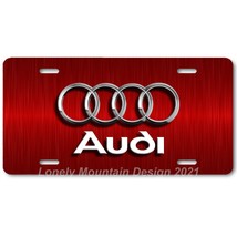 Audi &amp; Rings Inspired Art on Red FLAT Aluminum Novelty Auto License Tag Plate - £14.38 GBP
