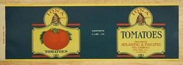 Vintage Food Fruit Advertising Label IONA Tomatoes Atlantic &amp; Pacific Tea Co NY - £11.83 GBP