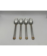 Set of 4 Christian Dior Stainless Steel GAUDRON Gold Accent Teaspoons - $6,960.39 MXN