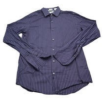 Banana Republic Shirt Mens M Purple Striped Fitted Button Up Long Sleeve Dress - £14.69 GBP