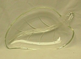 Clear Glass Leaf Divided Relish Dish Serving Tray Vintage MCM - £15.65 GBP