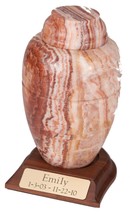 Small/Keepsake 68 Cubic Ins Caramel Marble Vase Urn for Ashes w/Engravable Base - £151.86 GBP