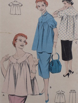 Butterick Pattern 7166 Misses&#39; Maternity Smock &amp; Skirt Size 12 Vintage 1950&#39;s - £11.95 GBP
