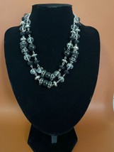 Vintage Trifari Women&#39;s Black Bead Crystal Adjustable Double Strand Necklace 20” - £15.00 GBP