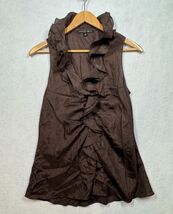 Lafayette 148 New York Silk Ruffled Front Blouse Brown Sleeveless Top Wo... - $48.99 Lafayette 148 New York Silk Ruffled Front Blouse Brown Sleeveless Top Wo... - $48.99