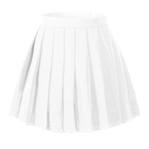 Women`s Japan School Plus Size Plain Pleated Summer Skirts (L ,White) - £15.65 GBP