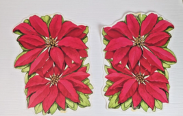 Vintage Christmas Die Cut Decorations 2 Sided lot of 2 poinsettia USA Eu... - $12.86