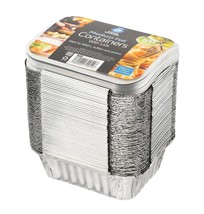 Medium Aluminum Foil Container With Lids Silver Foil Food Trays No.2 Pack Of 100 - £18.72 GBP