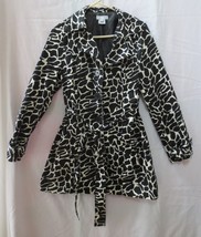 Luii Womans Animal Print Giraffe Black White Coat  Jacket Sz M - £35.30 GBP