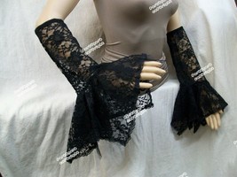 Black Lace Bell Sleeve Arm Warmers Witch Goth Steampunk Victorian Vampir... - $312.62 MXN