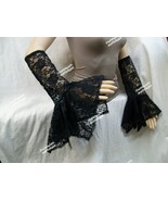 Black Lace Bell Sleeve Arm Warmers Witch Goth Steampunk Victorian Vampir... - $312.62 MXN