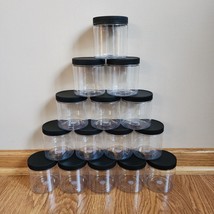 8 Oz Plastic Jar With Lid Lot Of 15 Single Wall Clear Plastic Black Lid DIY - £6.04 GBP