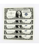 1957 A $1 SILVER CERT CONSECUTIVE 5 BILLS H84327301A-H84327305A - $164.40 CAD