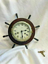 VTG Aug Schatz &amp; Sohne 8 Day Ships Bell Striker Clock With Key Nautical ... - £179.81 GBP