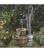 Outdoor Water Pump Half Whiskey Barrel Style Water Fountain - $457.64 CAD