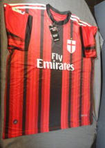 Nwt Italy Associazione Calcia Milan Rossoneri Addidas Black Futbol Jersey Xl - £71.21 GBP