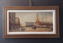 Paris Street oil on canvas by Evan Eugene 1960s - £415.06 GBP