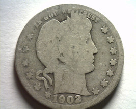 1902 Barber Quarter Dollar About Good / Good AG/G Nice Original Coin Bobs Coins - $10.00