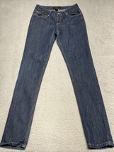 Rocawear Jean Women&#39;s Juniors Size 9 Blue Skinny Dark Wash Cotton Blend Stretch - £9.86 GBP