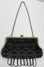 Vintage Beaded Chain Metal Closure Purse Handbag 8 By 4” - £14.32 GBP