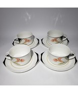 Set of 4 VTG Villeroy &amp; Boch Flat Cup &amp; Saucers Luxembourg Discontinued - $42.95