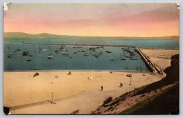 Breakwater Yacht Harbor Santa Barbara CA UNP Hand Colored Albertype Postcard K5 - £7.98 GBP