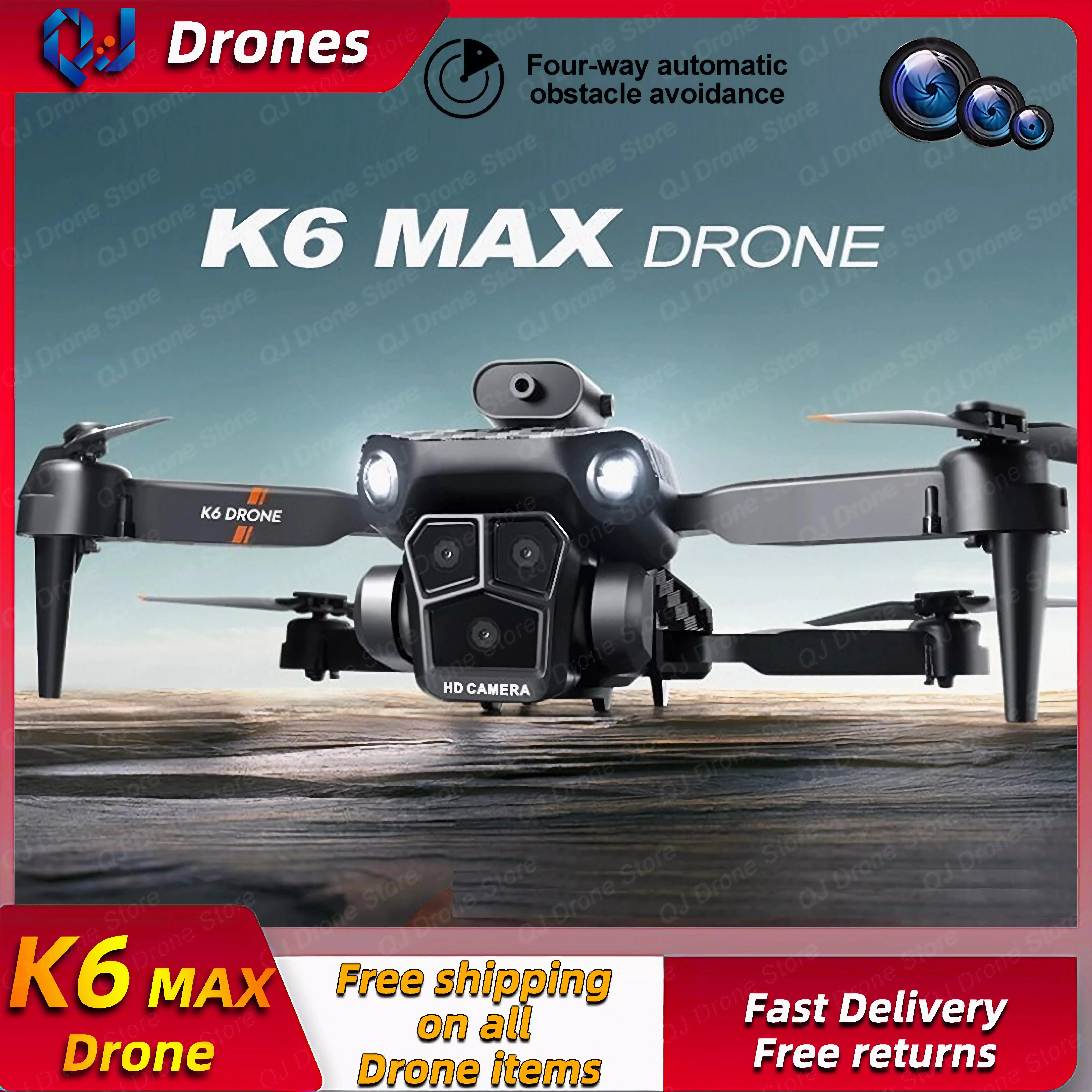 New K6Max Mini Drone Professinal Three Cameras Wide Angle Optical Fl - £35.36 GBP+