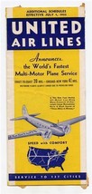  United Airlines Schedule Effective July 1, 1933 Route Map Plane Photos - $57.42