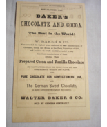 1872 Two Sided Ads Baker&#39;s Chocolate &amp; Boston Conservatory of Music - $12.32 CAD