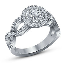 Beautiful 1.50 Carat Round Diamond Infinity Halo Engagement Ring White Gold Over - £58.52 GBP