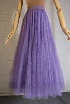 A-line Purple Glittery Long Tulle Skirt Women Plus Size Sequin Sparkly Skirts